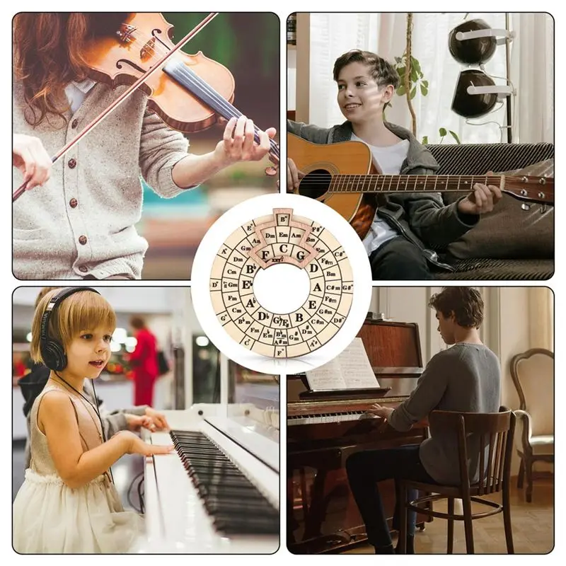 Superior-Wooden Melody Tool, Round Circle Of Fifths Wheel Melody Chord Tool Music Transpose Accessories Wooden Chord