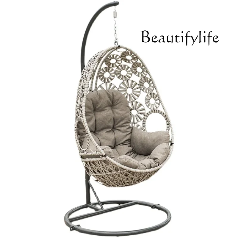 

Outdoor swing balcony hanging chair household leisure lazy rocking blue chair