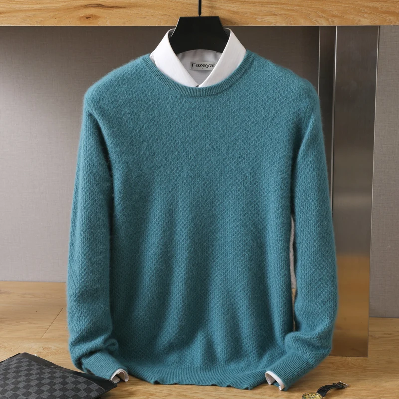 Autumn and winter new men's 100% mink cashmere sweater O-neck pullover knitted plus size sweater long sleeve high-end pullover