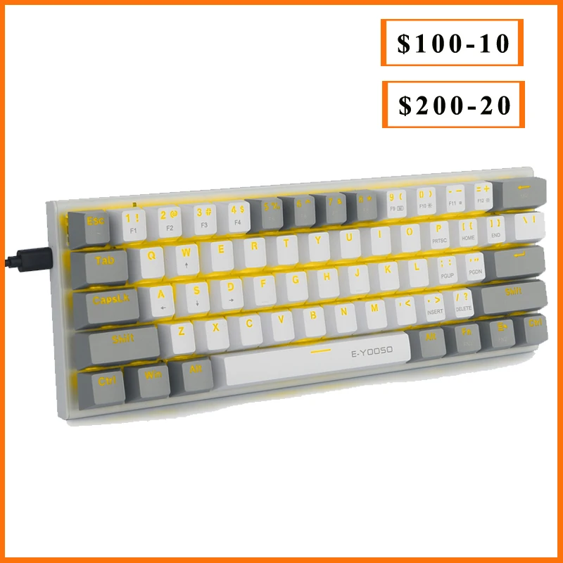 

RGB USB Mini Mechanical Gaming Keyboard Red Switch 61 Keys Wired Detachable Cable Portable For Students Boys PC Computer Travel