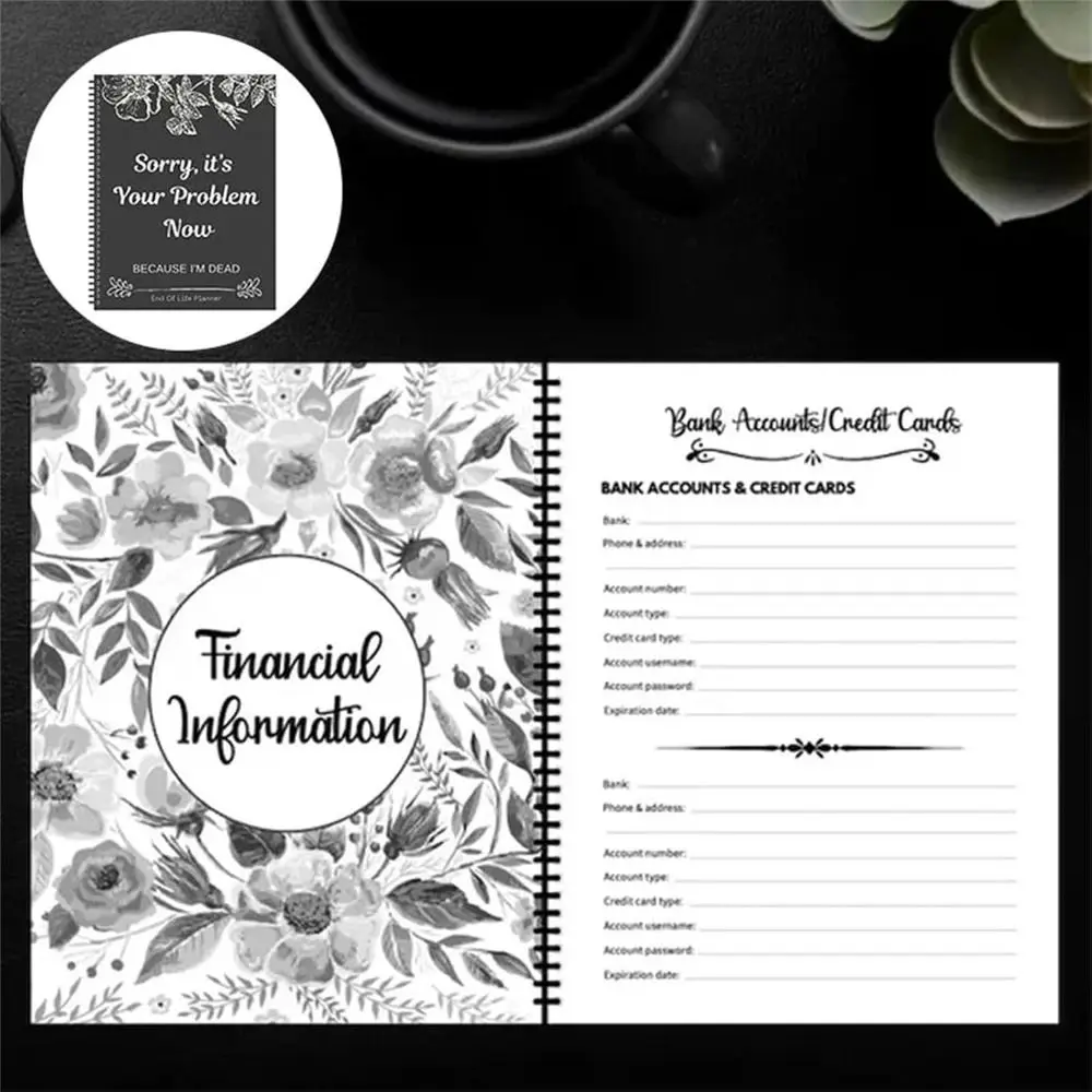 

Funny Black End of Life Planner Stress-Reducing Sorry, it’s Your Problem Now, Because I'm Dead Agenda Book Schedule Workbook