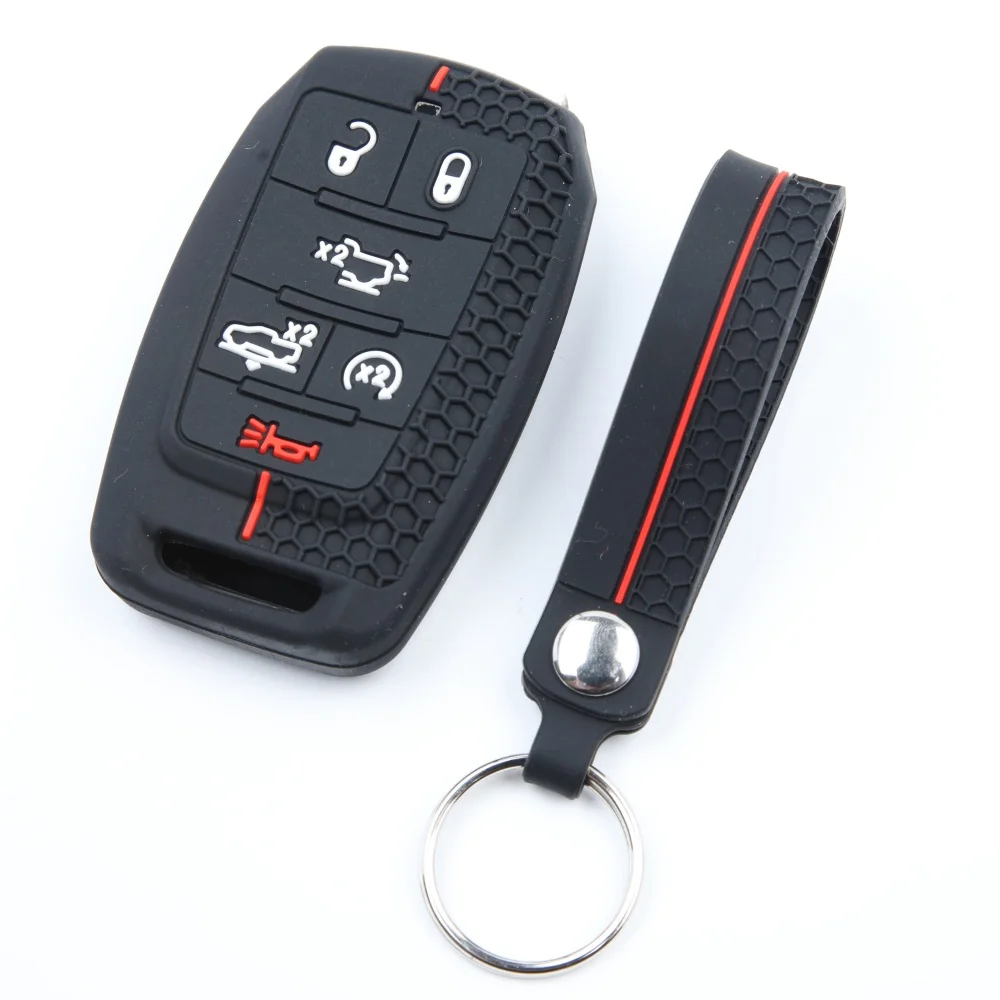 Silicone Car Key Case Remote Fob Cover for Dodge RAM 1500 2500 3500 4500 5500 Pickup 2019-2022 Keychain Accessories Shell