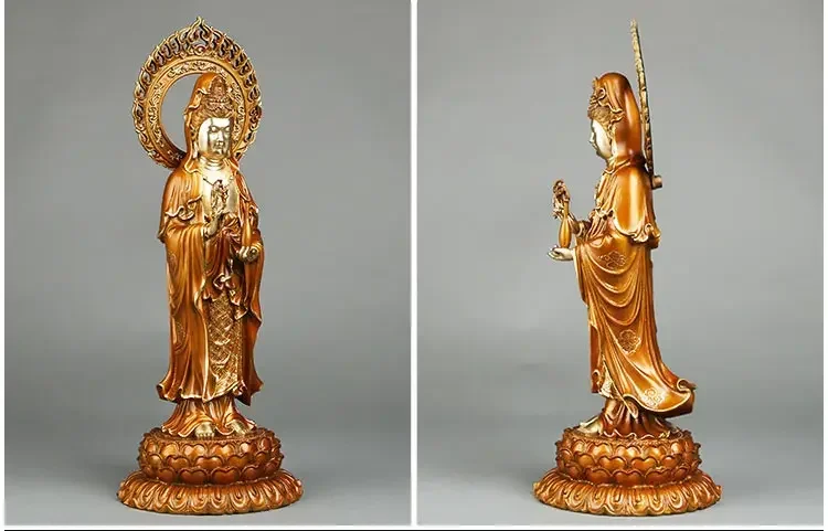 45CM large -HOME SHOP Lobby GOOD luck efficacious Propitious High-grade Decorative Guanyin Buddha brass art statue