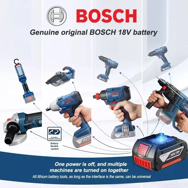 Original New Bosch 18V 5.0Ah 6.0Ah Battery, Bosch BAT609 BAT609G BAT618 BAT618G Rechargeable Power Tool Battery