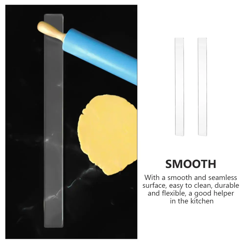 

2Pcs Baking Measurement Tools Acrylic Dough Thickness Strips Reusable Rolling Pin Guides Cookie Pastry Baking Accessories