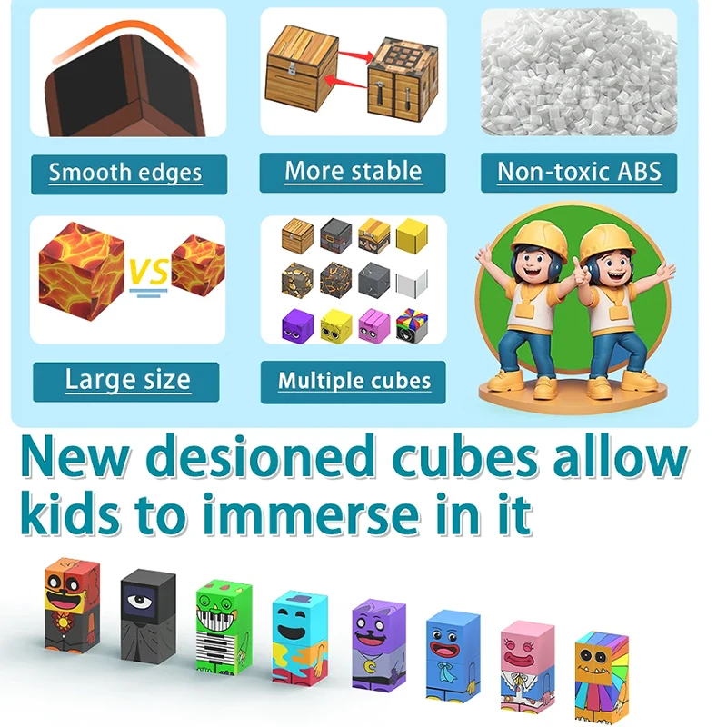 บล็อกแม่เหล็ก 16 ชิ้น Nightmare Critter Yarnabi Magent ของเล่นอนิเมชั่น ตัวต่อแม่เหล็กทรงลูกบาศก์ ของเล่นเสริมพัฒนาการ STEM ของเล่นเสริมสัมผัส ของขวัญวันเกิด/คริสต์มาส