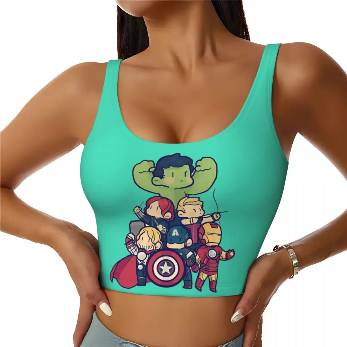 Custom Iron Man Roles Sports Bra Women High Impact Workout Yoga Crop Top