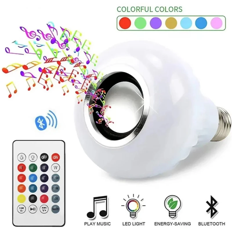 RGB Smart Bluetooth Speaker Music Bulb Colorful Stage Light Bulb With Remote Control E27 12W Led Dimmable Bulb For Home Party