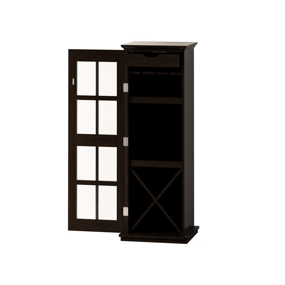 Modern Glass Door Wine Cabinet with Three-Layer Design, with Drawer and X-Shaped Wine Rack, for Living Room, Kitchen, Di