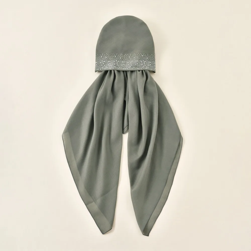 New Cotton Elastic Headband Cap Stretch Fabric Elastic Band Stretch Shawl Diamond Pattern Plain Muslim Hijab Hat Women Lady