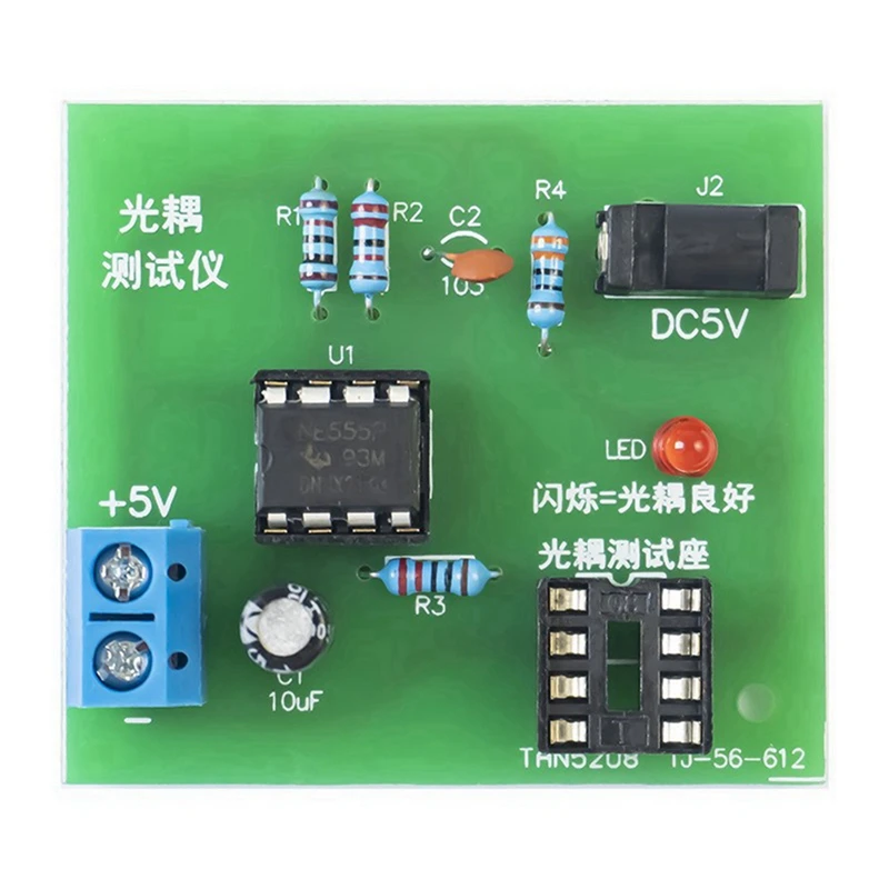 2X Optocoupler Tester Kit 555 Application Circuit Board Practice Welding DIY Electronic Spare Parts Kit Without DC Cable