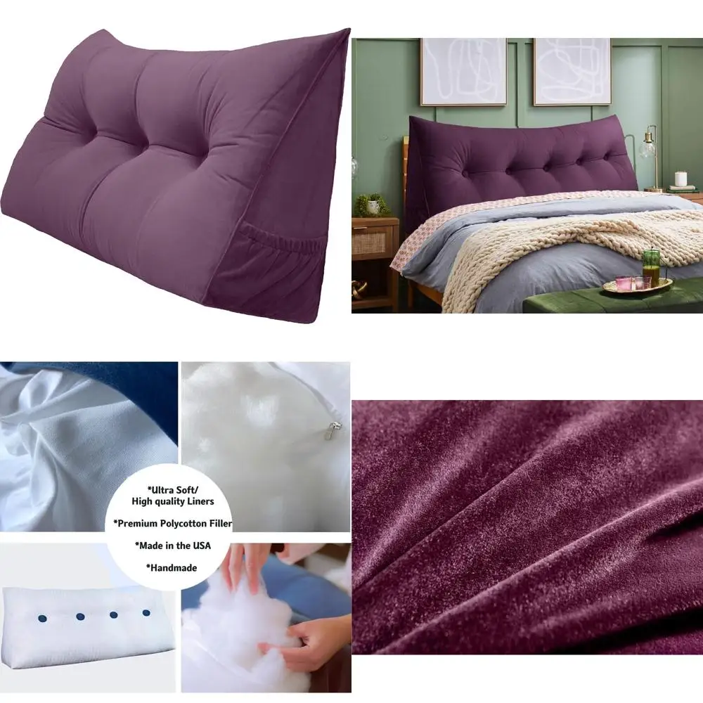 

Большая треугольная подушка со съемным чехлом, подушка для отдыха в кровати для чтения, спинка изголовья, подушка на клине, две большие стороны