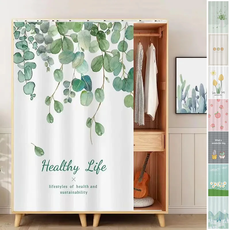 

Modern Printing Door Curtain Noren Pure Colour Simple Room Partition Rustic Kitchen Wardrobe Door Curtain (with Sliding Rail)