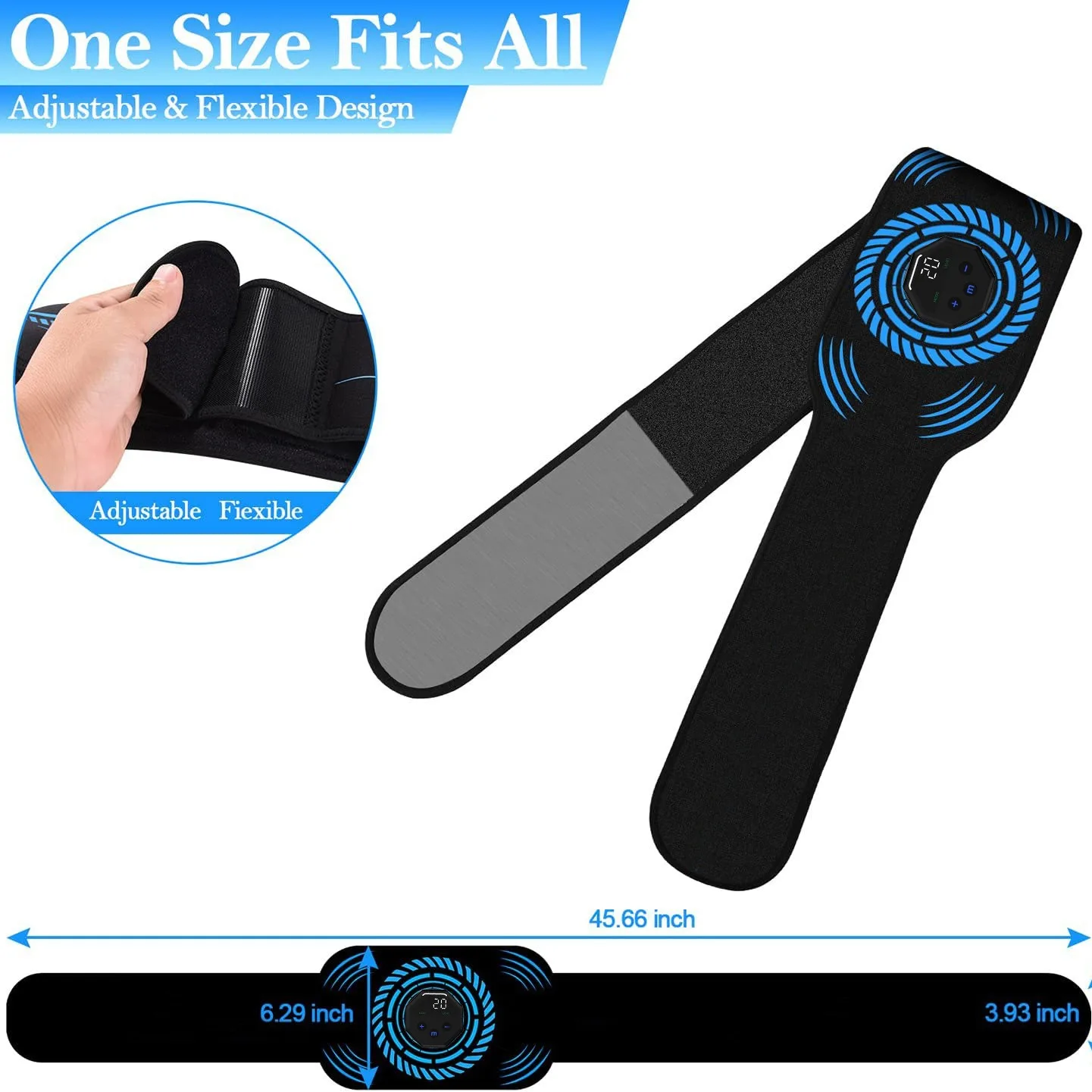 EMS Muscle Stimulator 10 Levels Abdominal Muscle Trainer Adjustable Fiexible Abdominal Toning Waist Belt Shaping Fitness