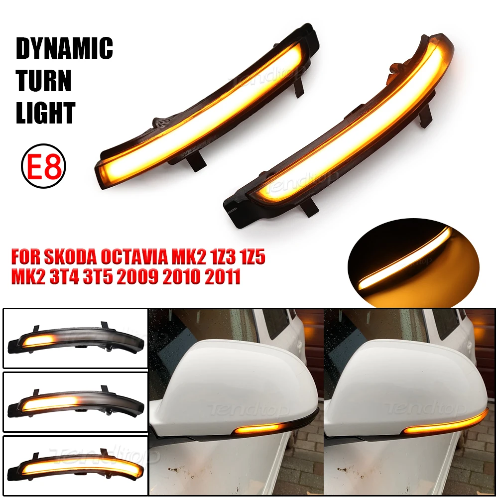 Scroll Dynamic Turn Siganl Mirrors Light For Car For Skoda Octavia MK2 1Z3 1Z5 2009-2013 MK2 3T4 3T5 Direction Indicator Lamp