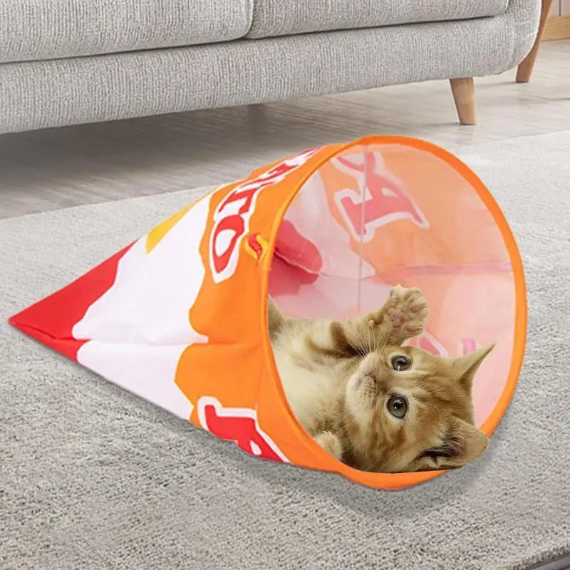 

Foldable Potato Chips Cats Tunnel Pet Tunnel Crinkle Sack Pet Indoor Toy Drill Bucket Cat Tunnel Bag Toy For Kitten Funny Supply