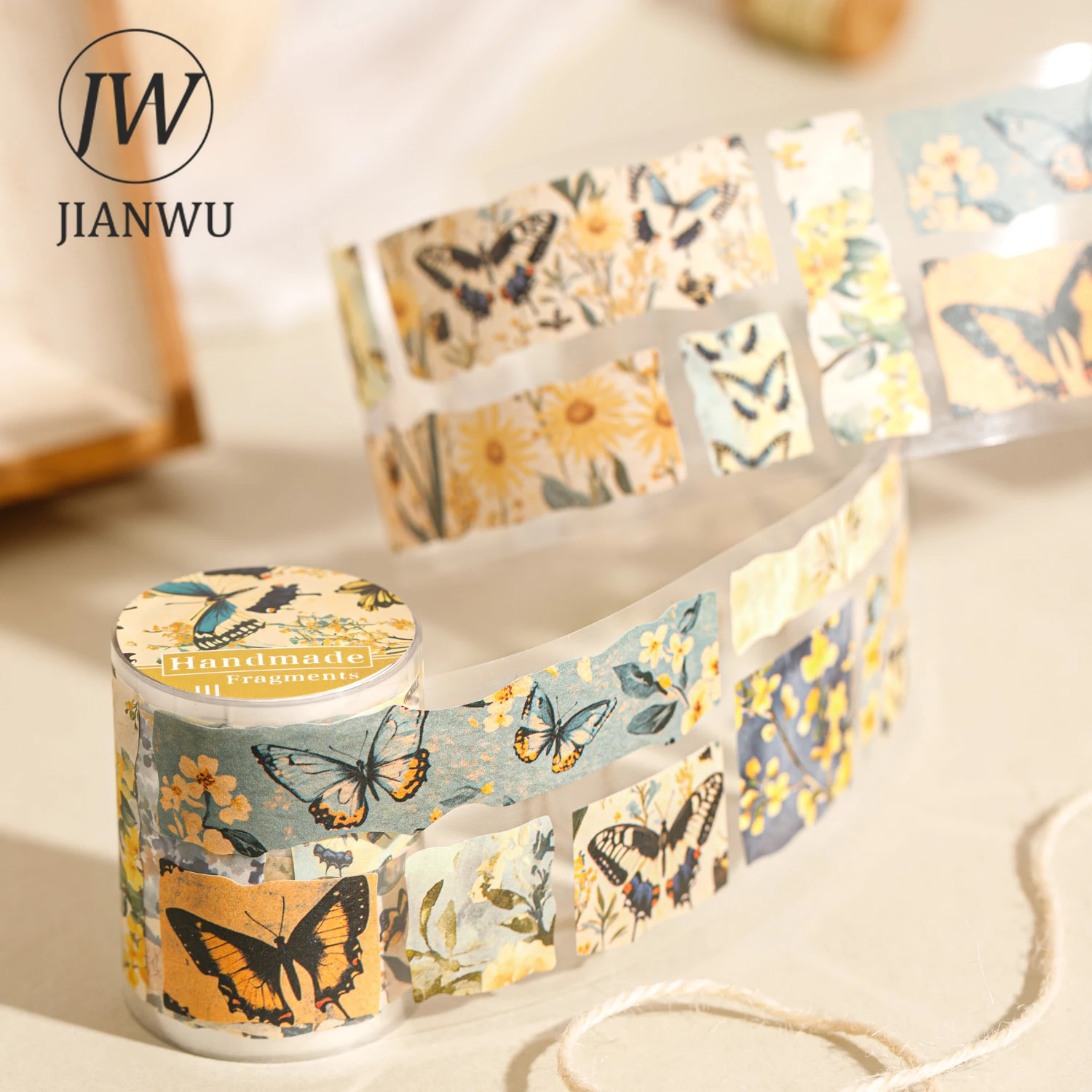Jianwu 50mm * 200cm série de fragmentos artesanais vintage flor borboleta paisagem material fita colagem diário criativo papelaria