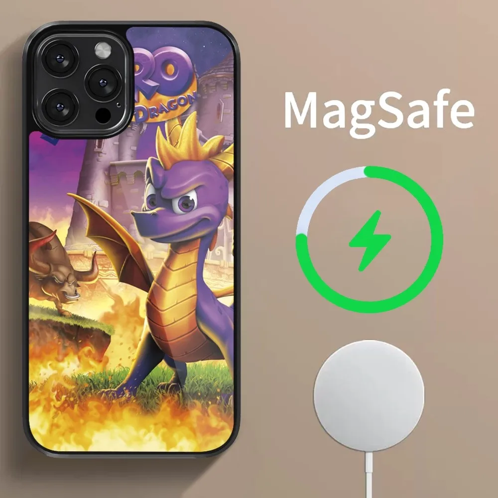 Game S-Spyro the D-Dragon Phone Case For iPhone 15 14 13 12 11 Pro Max Plus Mini Magsafe Magnetic Black Cover