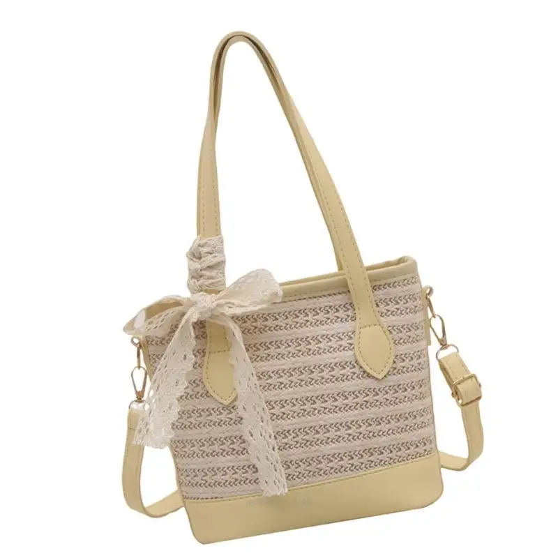 

X5XA Lovely Crossbody Bag for Women Beach Bag Straw Shoulder Bag Trendy Handbag Large Capacity Bag Bucket Bag