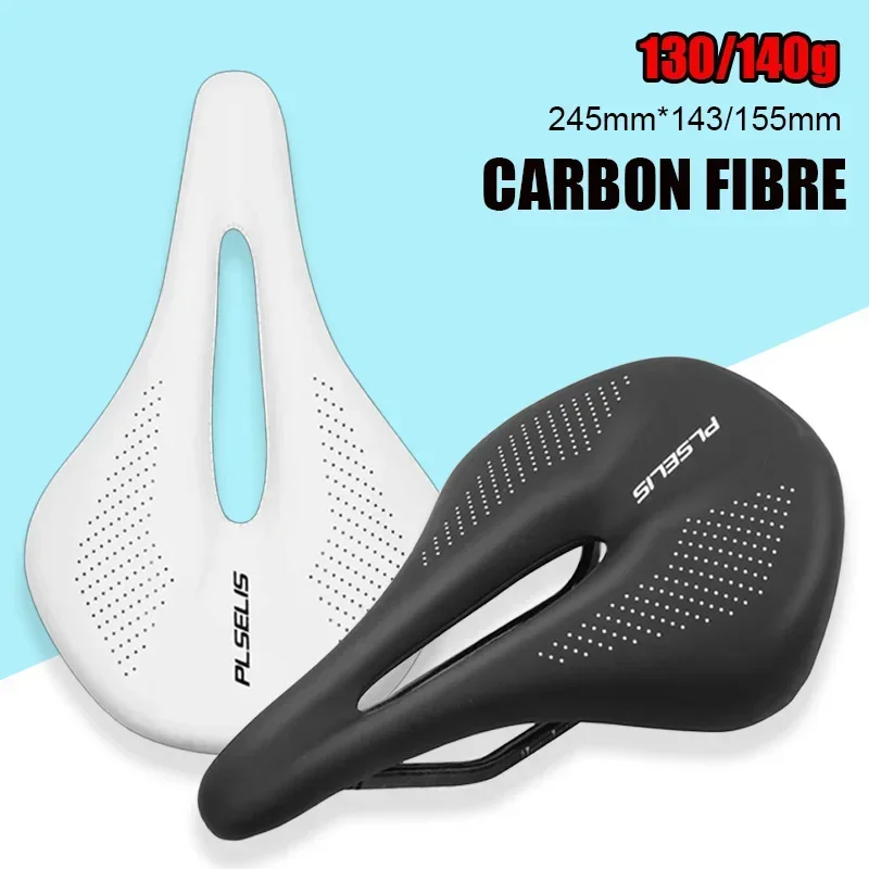 Carbon Bike Seat Ultra Comfortable Bicycle Saddle Hollow Breathable Road Mountain Bike Seat Cushion 245*143/155mm White Black