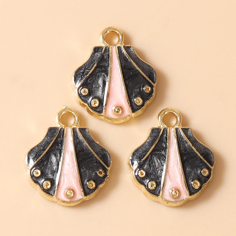 Leslie 20 Stück Emaille-Anhänger, 12 x 14 mm, niedliche, schöne Muschel-Anhänger für die Schmuckherstellung, Anhänger für Ohrringe, Armbänder, Halsketten, DIY – Detail 10
