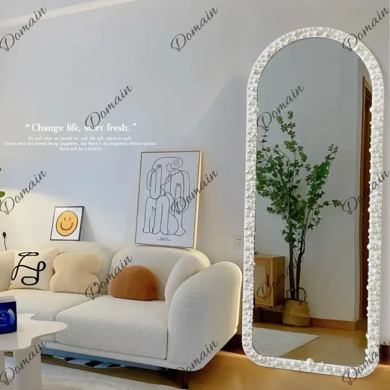 XX European Pearl Fitting Mirror Against The Wall Entry Entrance Full-body Mirror Clothing Store Arch Full-length Mirror Landing