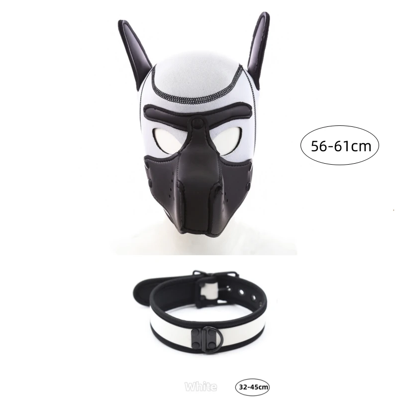 Máscara de perro acolchada de goma de látex para hombres y mujeres, accesorios exóticos, capucha con cuello ajustable, Cosplay de cachorro y juego de rol, color