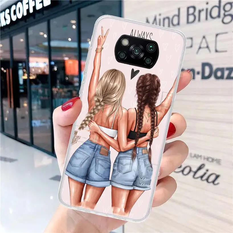 Girls Best Friends Forever BFF Soft Phone Case for Xiaomi Poco X6 X5 X4 Gt X3 Nfc F6 F5 Pro M5s M5 M4 M3 F4 F3 F2 F1 Capa Coque