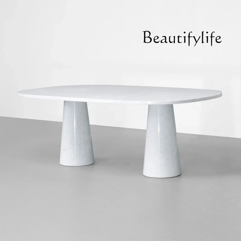 

vV Nordic natural marble dining table modern minimalist light luxury model room rectangular 8-person dining table