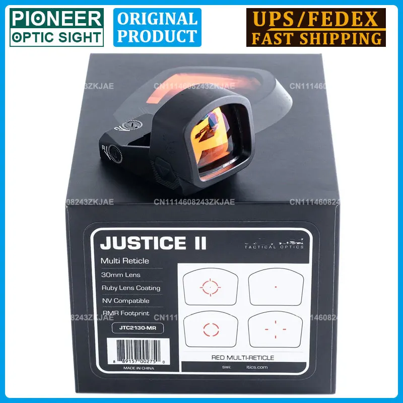ORIGINAL JUSTICE II 1×30 Pistol Red Dot Sight 6MOA/Mulit-Reticle Rifle Scope RM Footprint Full Size Handgun Reflex Optic Sight
