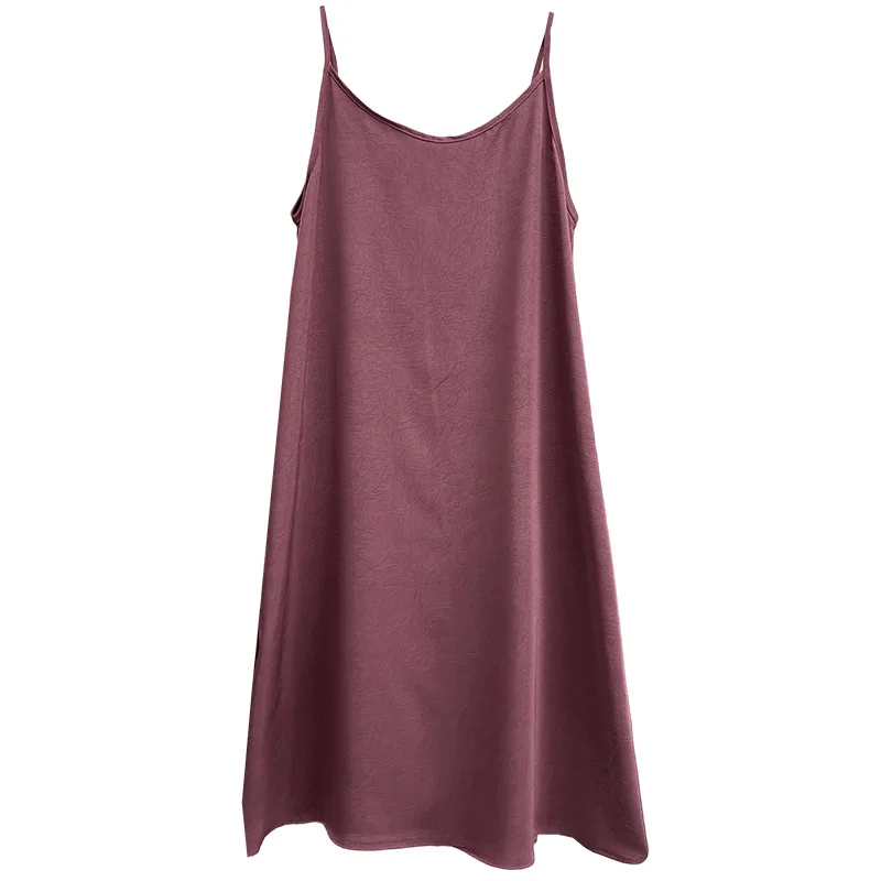 

Summer 2025 Plus Size Women's Dress Casual And Satin Face Jacquard Spaghetti Strap Calf Length Dress 962