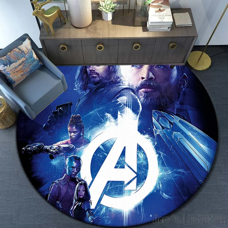 The Avengers HD-gedruckter runder Teppich, 120 cm, Krabbelspiel, rutschfeste Bodenmatte für Kinderteppich, Wohnzimmerdekoration