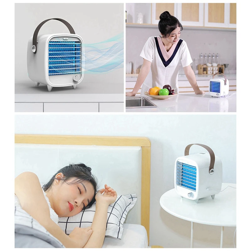 مكيف هواء أبيض مطور ، مروحة تبريد شخصية ، مبرد هواء تبخيري صغير ، يعمل بمنفذ USB ، 3 في 1