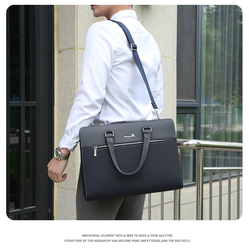 Male Briefcase PU Leather Bag Men Laptop Executive Designer Handbag Shoulder Business Male Messenger Bag Portfolio for Document