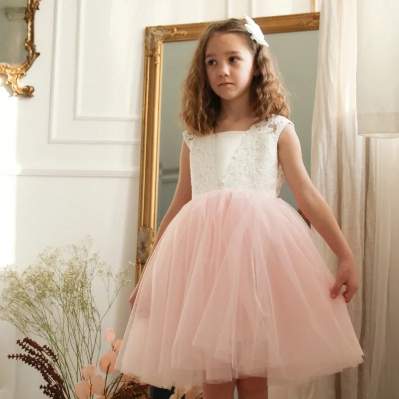 Classic Lovely Sleeveless Fluffy Tulle Flower Girl Dresses Ball Beauty Pageant First Communion Gown Kids Surprise Birthday Gift