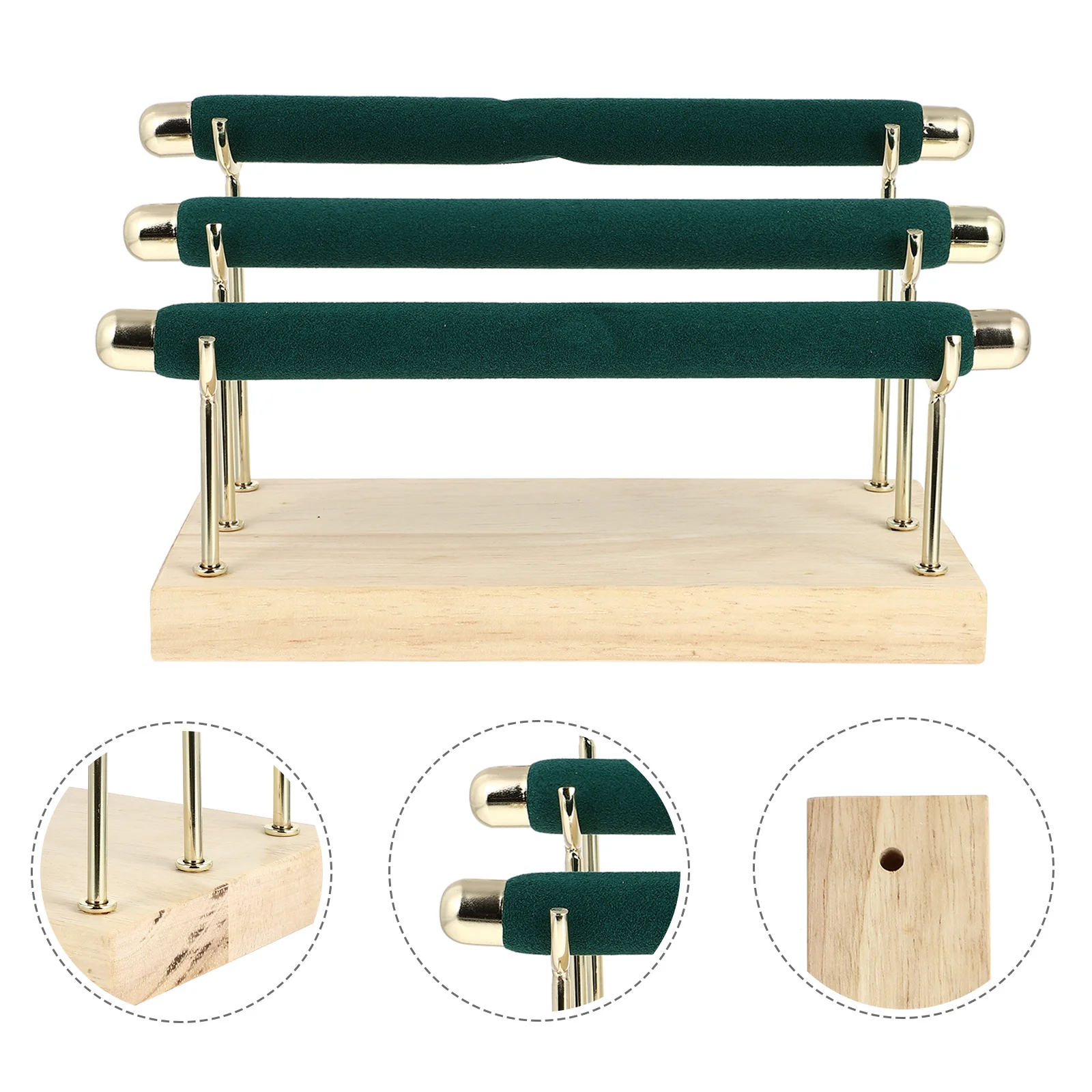 Three-Tier Wooden Jewelry Ring Rack Display Stand Multi-Layer Design for Rings Bracelets Organizer Ring Holder