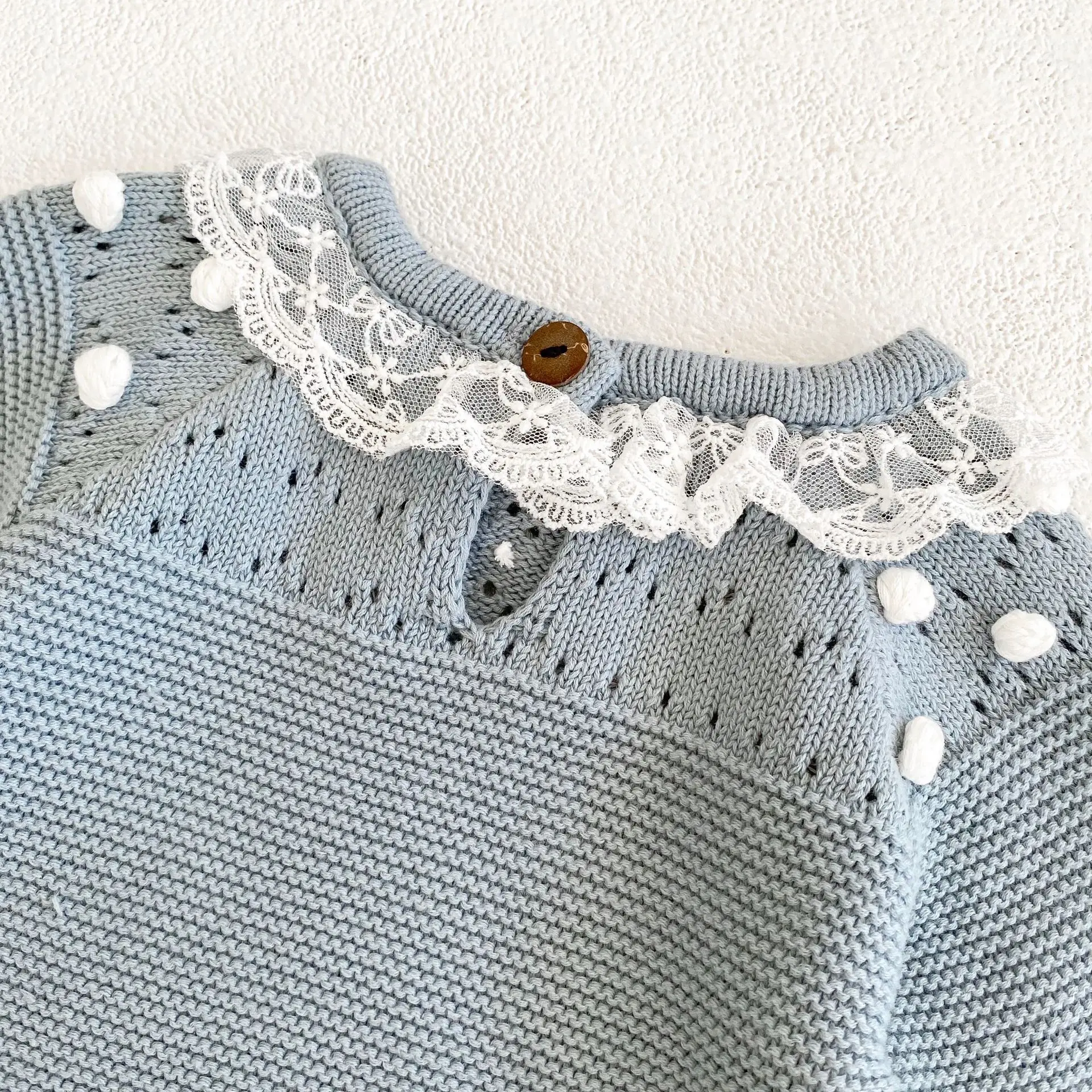 0-24M Baby Mädchen Strampler Stricken Neue Neugeborenen Spitze Warme Lange Hülse Overall Infant Prinzessin Party Strampler Kleinkind herbst Frühling Kleidung – Detail 16