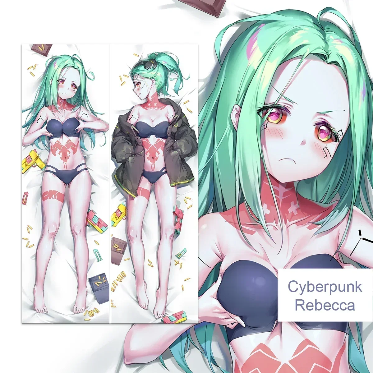 

Anime Decor Pillow Case Cyberpunk: Edgerunners Rebecca Dakimakura Waifu Pillowcase 2-Side Print Hugging Body Cushion Cover Gift