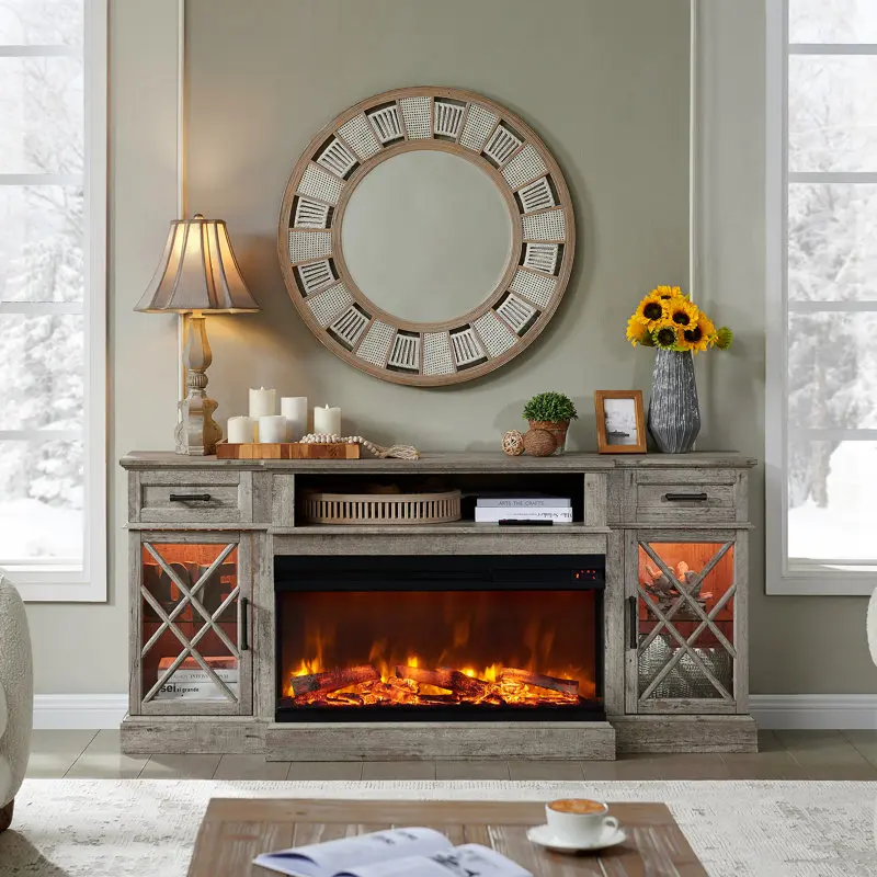 tb-High Quality Indoor Fireplace Wood Nordic Style Fireplace Heater Electric Cabinet With Fireplace for Tv-