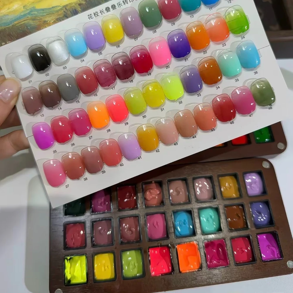 Esmalte em Gel para Unhas com 24 Cores/Caixa, Gel de Pintura para Efeito Blooming, Design de Transferência, Verniz em Gel UV Soak Off, Paleta de Gel p