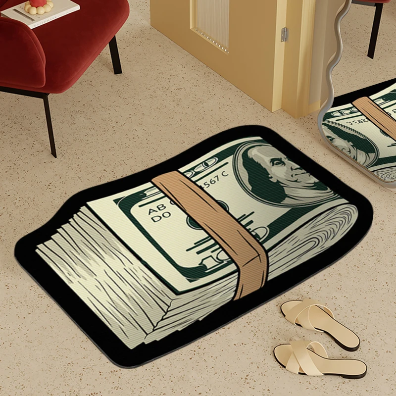 Decorative Money Rug Cash Print Floor Mat Livingroom Bedroom Decoration Non-slip Bathroom Rug Halloween Xmas Home Decor