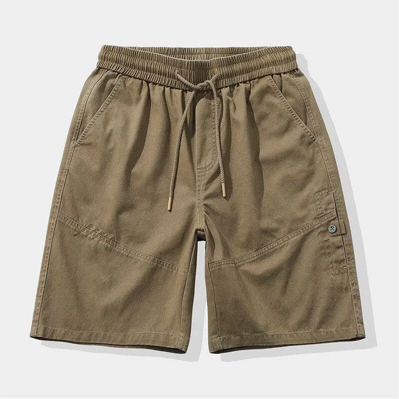 American Retro Workwear Style Shorts For Men Summer Casual Fashion Simple Streetwear Male Straight Leg Loose Knee-Length Pants