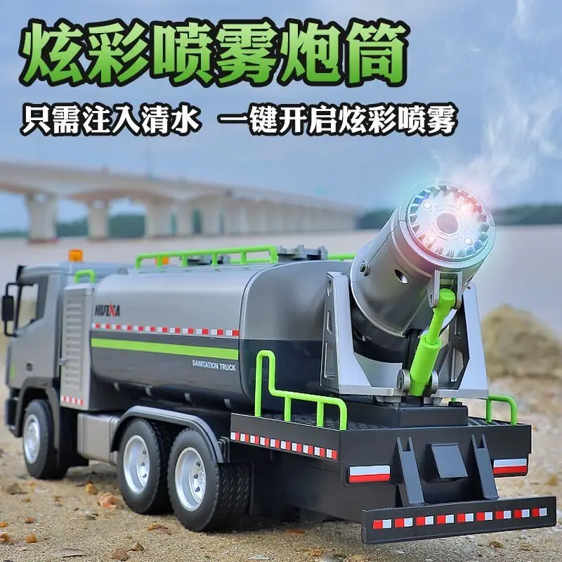 

1:18 New Remote Control Huina 1316 Simulation Sanitation Truck Sprinkler Nine Channel Cannon Fog Car Model Children's Toy Gift