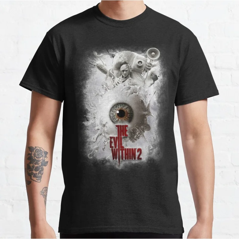 

The evil within Horro video game T Shirt for men 100% cotton printed clothing large size Adult tops S-6XL