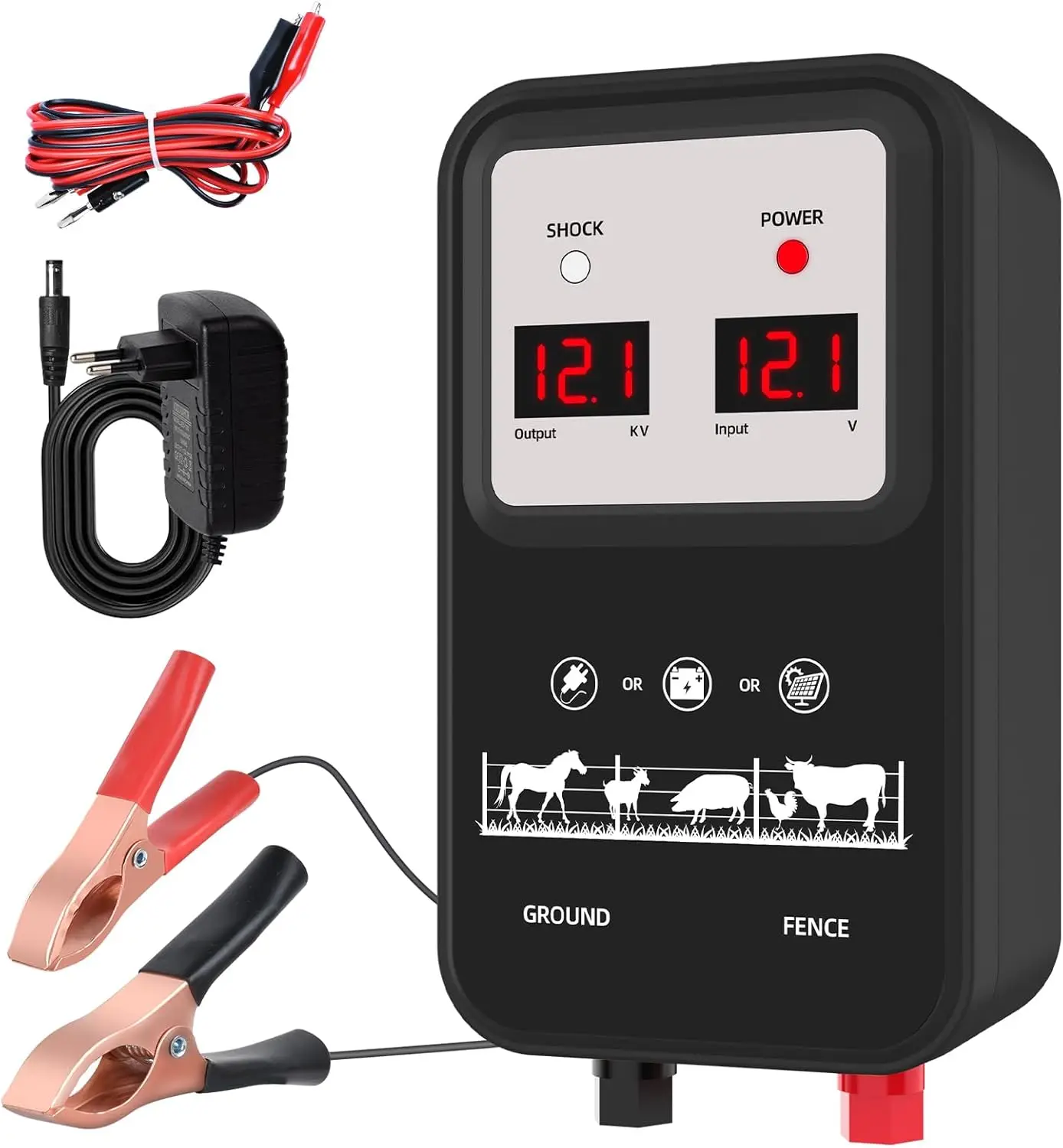 12KV Output Electric Fence Energiser for Farm Animal Supplies Electronic Fence Host Electric Fence To Protact Cattle Sheep Horse