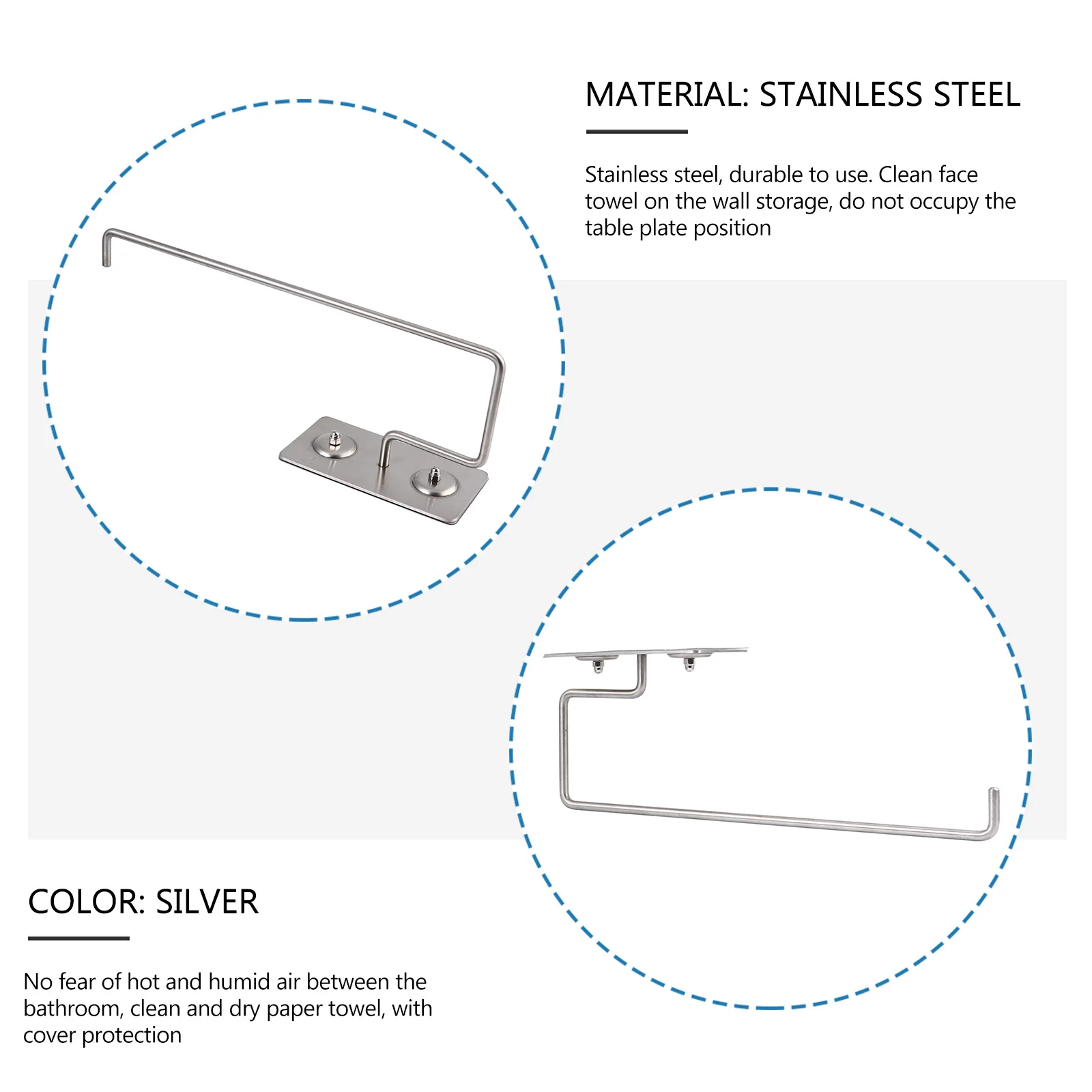 

Stainless Steel Toilet Paper Holder Punch Free Bathroom Tissue Dispenser Roll Paper Storage Rack Wall Mounted Tissue Holder