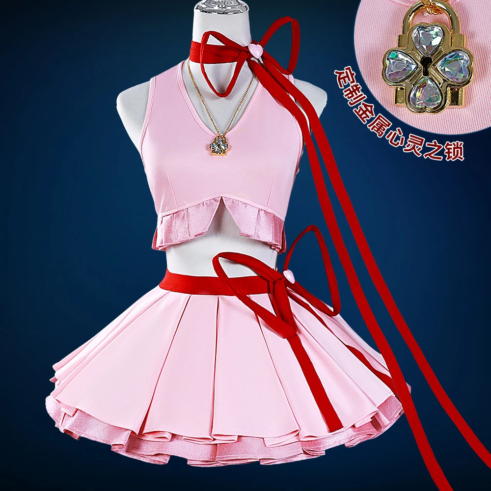 

Anime Amu Hinamori Battle Suit Cosplay Costume Girls Pink Uniform Role Play Halloween Party Outfits
