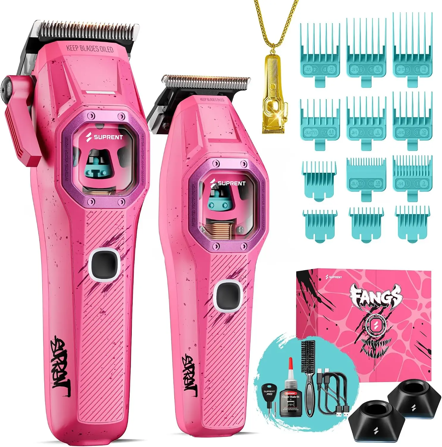 

Professional Barber Clippers - 13,000 RPM Vector Motor Hair Trimmer Set with AI Speed Control, Patented U-Teeth Blade