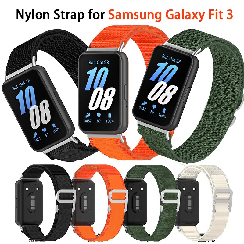Nylon Loop Strap for Samsung Galaxy Fit 3 Adjustable Elastic Bracelet Watchband for Samsung Fit3 Band Replacement Accessories