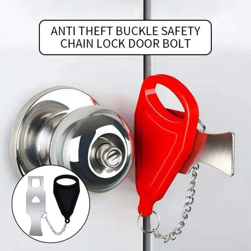 

Portable Door Stopper for Hotels, Door Buckle Lock, Essential Door Stopper for Anti-wolf Living Alone, Anti-theft Chain